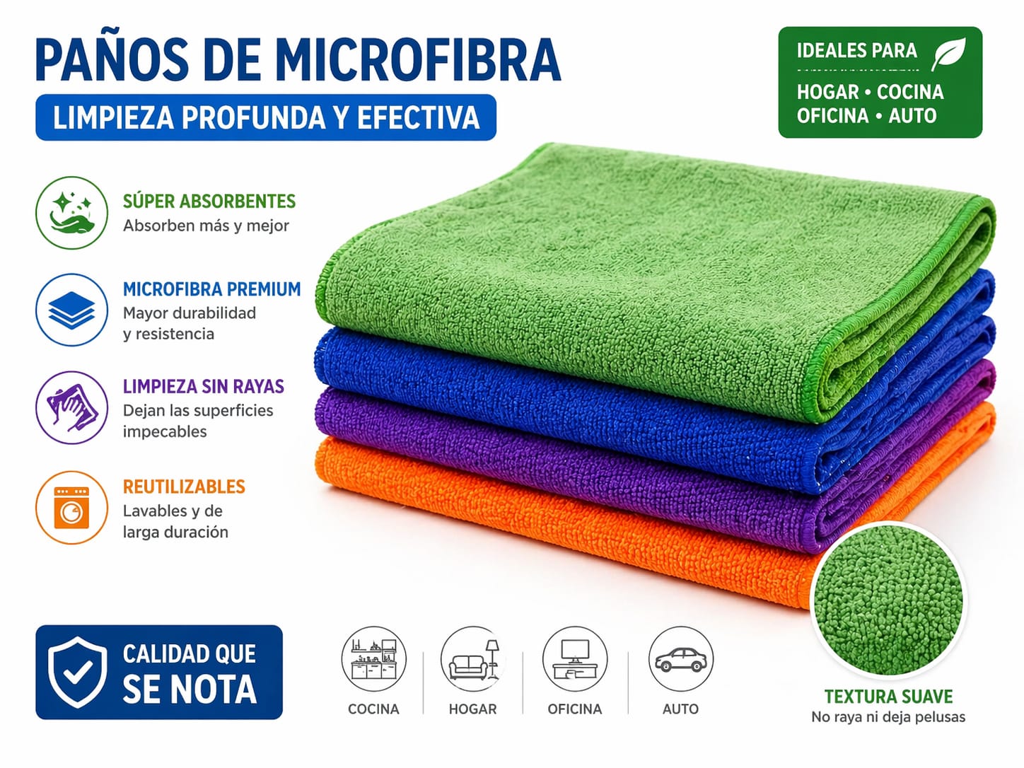 PAÑOS DE MICROFIBRA – LIMPIEZA PROFUNDA Y EFECTIVA