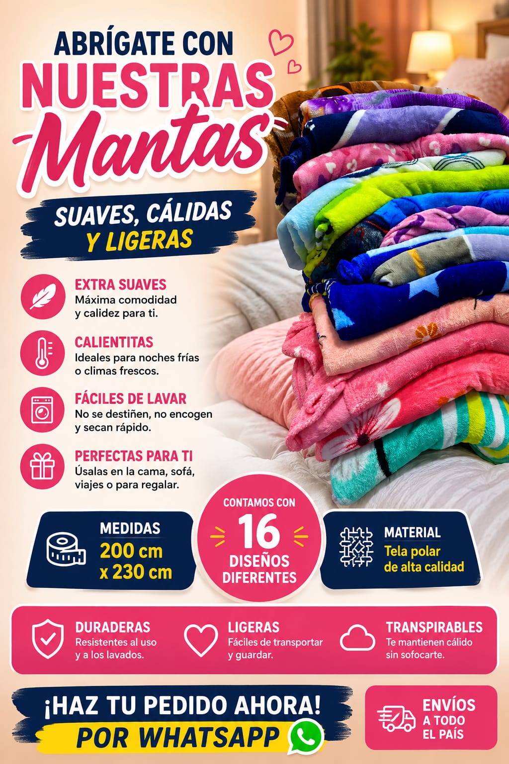 FRAZADA PELUCHE DE 2 PLAZAS