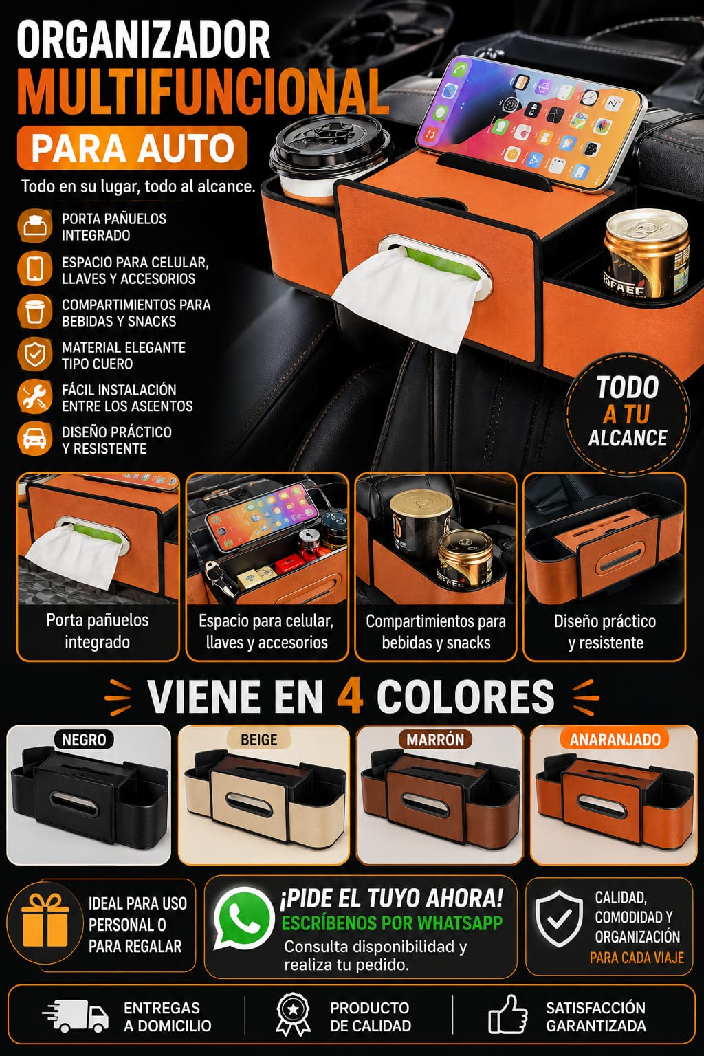 🚗🧻 ORGANIZADOR MULTIFULCIONAL PARA AUTO GW-819