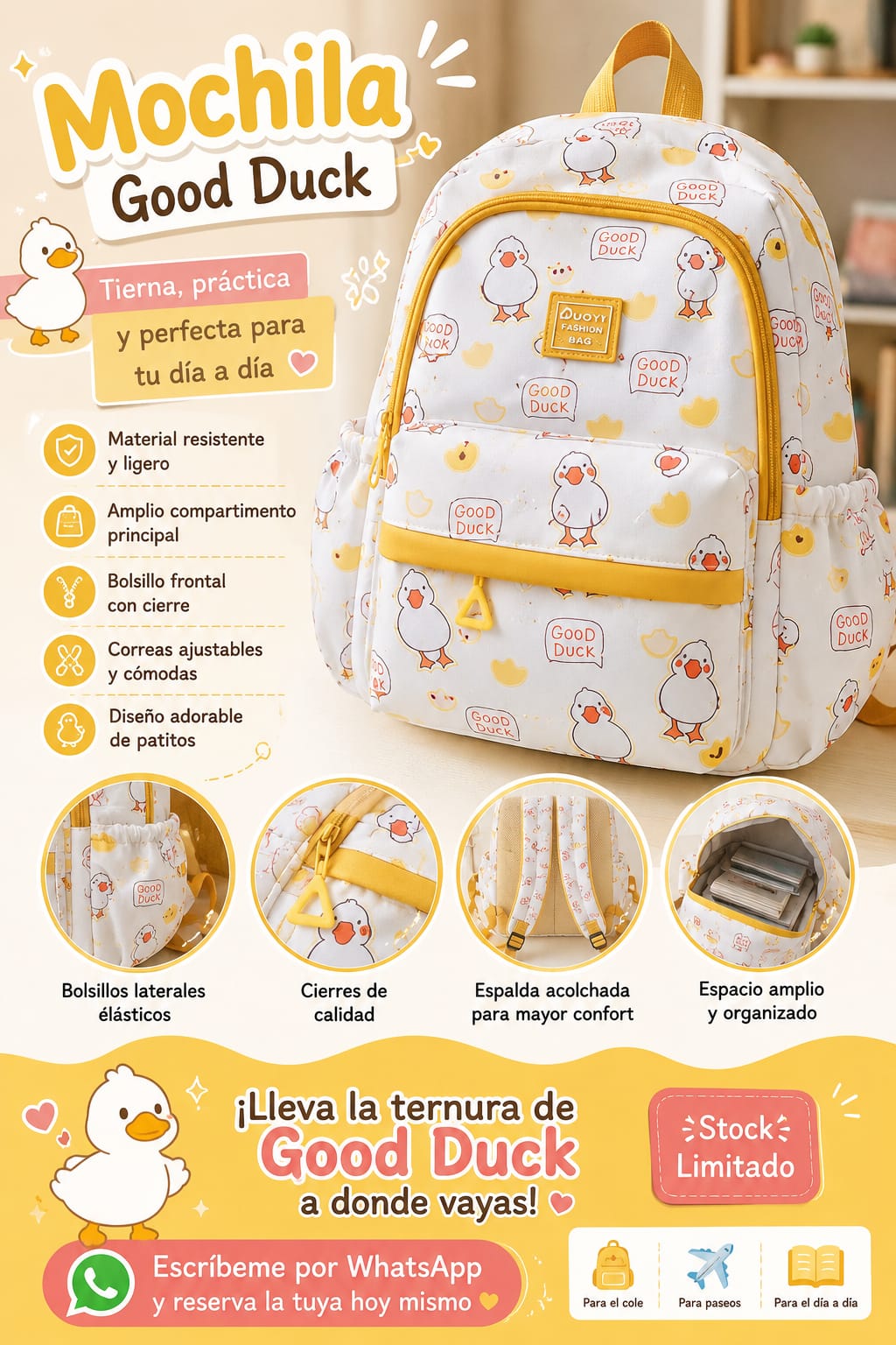 🎒🦆 ¡MOCHILA GOOD DUCK! 🦆🎒