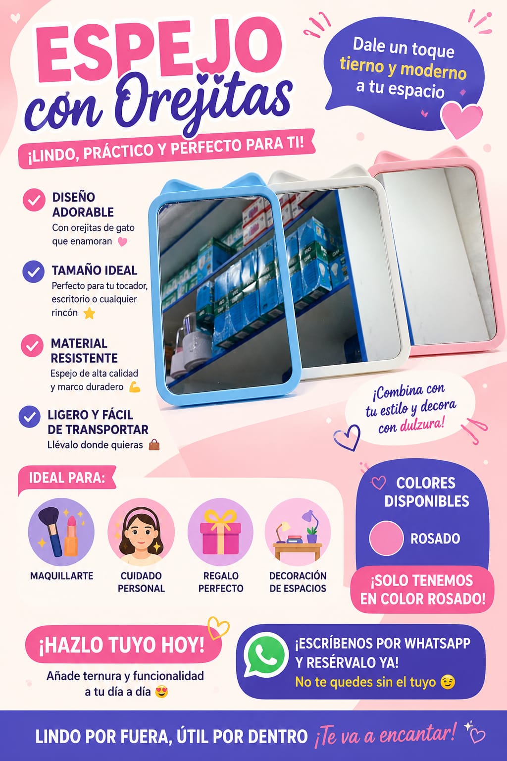 ¡ESPEJO CON OREJITAS! 🐱✨