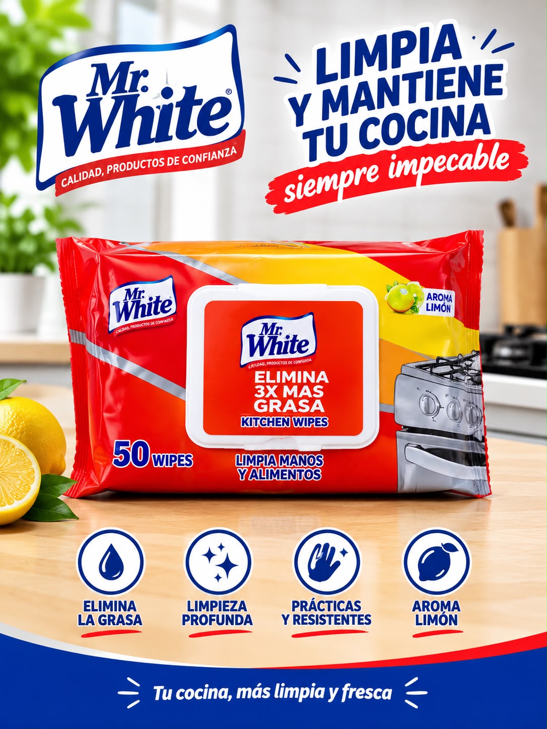 Mr. White Kitchen Wipes – Aroma Limón