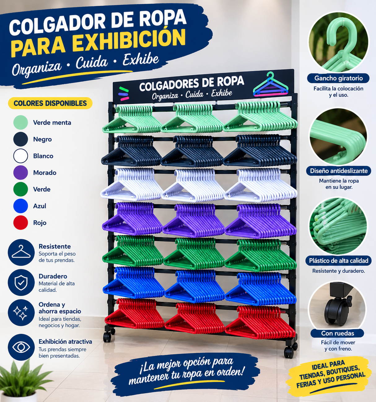 COLGADOR DE ROPA PARA EXHIBICIÓN  Organiza • Cuida • Exhibe