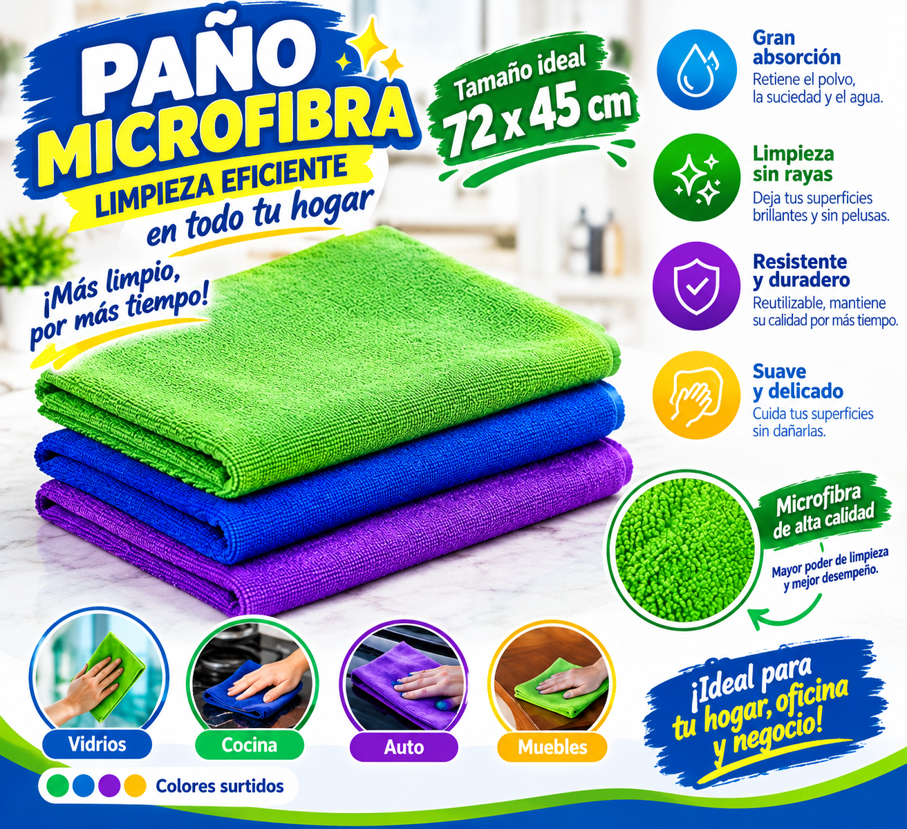 ✨ **PAÑO DE MICROFIBRA 72 × 45 CM** ✨