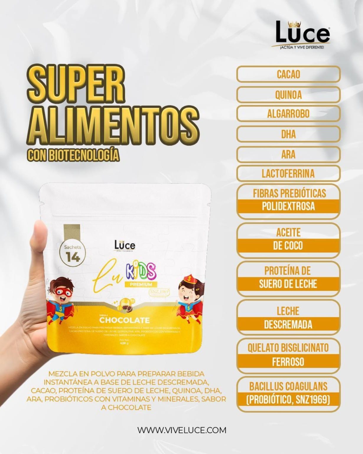 LUCE KIDS PREMIUM SACHET DE 30 GRAMOS