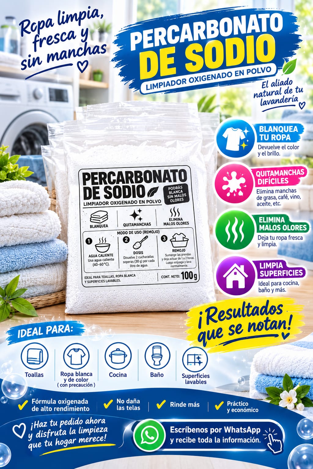 PERCARBONATO DE SODIO DE 250 GRAMOS
